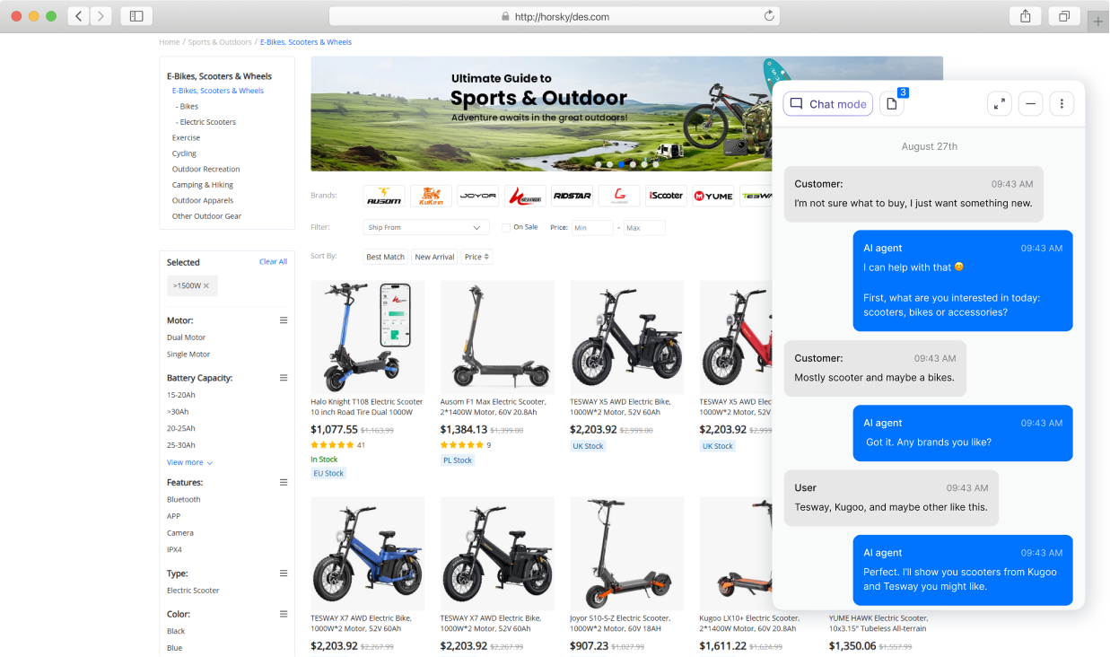 Chatbot for electronic store